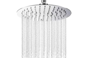 YAPWIKI 8 Zoll Regendusche Duschkopf aus Edelstahl, Selbstreinigender Regenduschkopf mit Anti-Kalk-Düsen, Runde Duschkopf Regendusche Wassersparende Kopfbrause mit Chrom-Finish, G1/2 Universal (20cm）