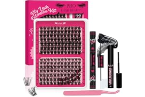 PRO LASHBEAUTY Kit pestañas pelo a pelo Kit de extensión de pestañas DIY com 168 peças de pegamento y sellado de pestañas, removedor de pegamento de pestañas, aplicador de pestañas(Tender+Glitter Kit)