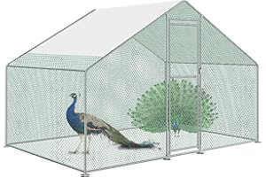 NAIZY Gallinero de Exterior Grande Animales Corral con Techo de Protección Solar de PE y Cerradura para Jaula para Pollo Jaula para Pájaros Jaula para Mascotas Acero Galvanizado (3x2x2m)