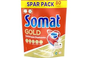 ‎SOMAT Somat Gold Spülmaschinen Tabs, 80 Tabs, Geschirrspül Tabs mit Extra-Kraft gegen Eingebranntes und Glanz-Effekt