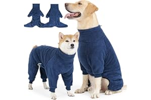 SlowTon Abrigo de Invierno para Perro, Pijama de Forro Polar Suave para Perros Pequeños, Medianos y Grandes, Mono con Cuello Alto, Cálido y Acolchado, Chaqueta para Clima Frío con Agujero para Correa