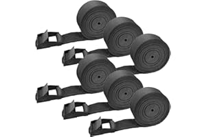 Rio Direct 6 Sangles d'arrimage, 2,5m Sangle de Serrage, Sangle à cliquet, Sangle 25mm, Noir Sangle, avec verrou de Serrage, Sangle a cliquet, Sangle Moto remorque