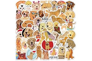 Bric dodo Lot de 50 autocollants Golden Retriever pour voiture, ordinateur portable, téléphone, guitare, skateboard, moto, vélo, chien, en vinyle, imperméable, esthétique, pour adolescents, enfants,