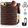 Yofidra Flexible Garden Hose, Water Hose Flexible with 3/4", 1/2" Metal Connections, 3450D Fabric, Kink-Free, Garden Hose with 10 Nozzles, 3-Layer Latex for Gardening, Cleaning & Washing, 7.5 m