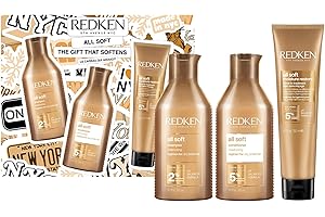 REDKEN - Coffret Cadeau Routine Hydratante - Cheveux Secs et Rêches - Hydratation Intense - Brillance, Douceur et Souplesse - À l'Huile d'Argan - All Soft