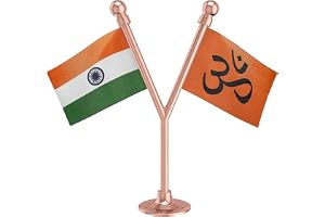 The Flag Corporation India & Hinduism Car Dashboard Flag 2in x 3in With A Plastic Blush Rose Gold Base