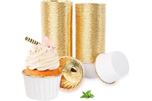 Encuryna 100 Piezas Moldes de Papel de Aluminio para Hornear Magdalenas, Cupcake Wrappers para Bodas, Cumpleaños, Baby Showers (1# Blanco)