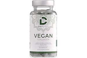D DIRECT VITALITY Vegan Collagen Supplement - 1400mg, Spirulina, L-Lysine, L-Proline, Acerola Cherries , Vitamin C & B12, Zinc, Hyaluronic Acid, UK Made