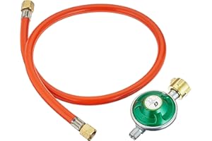 ECD Germany KLARSTEIN Tubo del gas + riduttore di pressione, accessorio/ricambio per griglie a gas, regolatore di gas liquefatto tipo A310i / A300i, 50 mBar, 1/2", Germania, incluso tubo del gas 80 cm