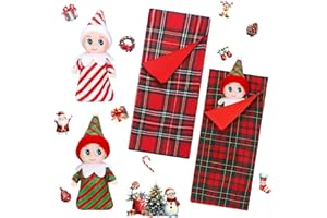TAXTYHRE Accessoires Lutin de Noel, 2 Pièces Poupée Lutin de Noel, 2 Pièces Sac de Couchage Elfe de Noël, Décorations de Poupée Elfe de Noël pour Enfants, Cadeaux de Noël (Bande)
