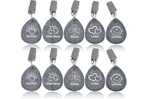 XIAONIU 10 Stück Tischdeckenbeschwerer Set Naturstein Tischdecken Beschwerer Draußen mit Stahlklammern, Tischdeckenhalter Tischtuchbeschwerer für Camping, Garten, Picknick, Hochzeiten ca. 320 g