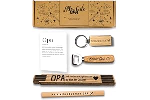 Presentix® Opa Geschenkset (Flaschenöffner, Zollstock, Bleistift & Schlüsselanhänger) Geschenke für Großväter, Geburtstagsgeschenk für Männer, Opa Geschenk