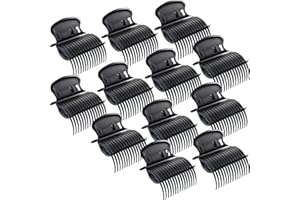 SYHOOD Hot Roller Clips Hair Curler Claw Clips Replacement Roller Clips for Women Girls Hair Section Styling (12 Pieces, Black)