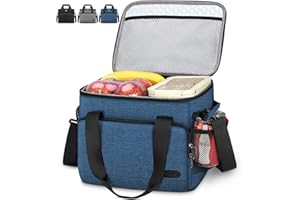 Lubardy 30L (48 latas) Bolsa isotérmica con Nevera Flexible para Almuerzo, Bolsa Grande y isotérmica para Mujer, Hombre, Oficina, Compras, Picnic, Negro, Gris y Azul