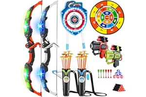 VATOS Juego de 2 Juguetes LED para niños de 5 a 12 años, Arco Luminoso y Objetivo de Ventosa de tiburón, 73 cm, para Interior y Exterior, Regalo para niños y niñas