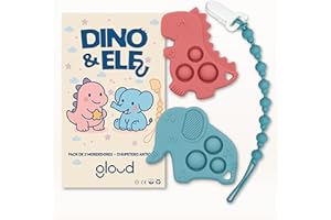 GENÉRICO GLOUD® Mordedor Bebé – Pack 2 Mordedores + Cordón Antipérdida, 3-12 Meses, Silicona Alimentaria sin BPA, Juguete de Dentición Seguro, Fácil de Limpiar y con Texturas