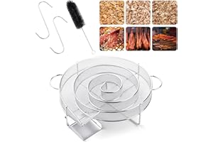 BAIWANT Generatore di Fumo Freddo in Acciaio Inossidabile per Affumicatura a Freddo e Caldo, per Barbecue e Affumicatore per Salmone Bistecca Salsiccia Con Ganci e Spazzola (Rotondo)