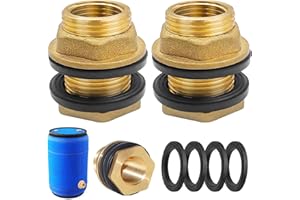 SOUNDZERO 2 Pièces Raccord Citerne Eau de Pluie, Passage Universel pour Citerne de Pluie, 3/4 Pouces Douille de Seau à Pluie en Laiton, Pour Robinets Tonneau de Pluie Citerne à Eau (Extérieur 3/4 Intérieur 1/2)