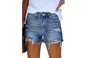 CZIMOO Jeans Short Damen Sommer Kurze Hosen mit Zerrissen Saum Taschen Hotpants