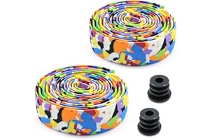 gexuamz Cinta de Barra de Bicicleta Cinta de Manillar de Montaña para Bicicleta de Carreras de con Tapones para los Extremos del Manillar y Tiras Autoadhesivas, 2 Rollos por Juego.