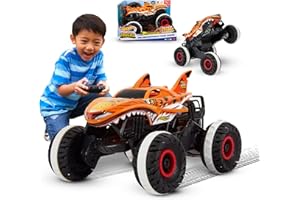Hot Wheels Monster Trucks Ferngesteuertes Auto Tiger Shark, mit 'Terrain Stomp' Technologie für tierähnliche Bewegungen, Wheelie Modus für Drehen auf 2 Rädern, Spielzeug ab 4 Jahre, HGV87