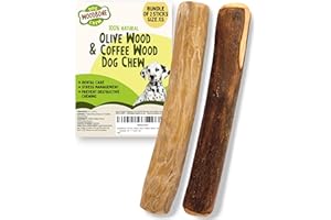 Woodbone Olive Wood and Coffee Wood Dog Chew Stick for Puppies - Natural Puppy Teething Toy - Bundle of 2 Size XS