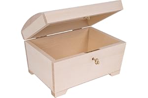 Creative Deco Zamykane Drewniane Pudełko do Dekoracji | 20 x 14,5 x 11,7 cm | Szkatułka z Pokrywą i Kluczykiem | Skrzynka do Dekoracji na Drobiazgi, Biżuterie i Pamiątki