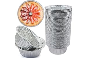 LWTSRP 30 Pezzi Teglie in Alluminio, Vaschette Rotondi Monouso, Vassoi in Foglio di Alluminio, Pentole Usa e Getta per Torte, Alimenti in Alluminio Contenitori, per Trasporto di Cibo, Congelamento, Cottura