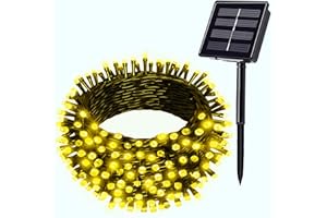 EASTERNSTAR Solarne łańcuchy świetlne na zewnątrz, 100 diod LED, zasilane energią słoneczną, wodoodporne, 8 trybów, łańcuch świetlny na drzewa, patio, ogrodzenie, wesele, przyjęcie, Boże Narodzenie