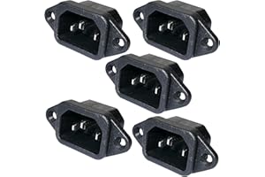 Aerzetix - Set di 5 connettori presa di alimentazione CEI IEC 60320 C14 maschio 250 V AC 10 A per computer stampante monitor C42782