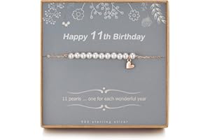 TISSGIRL 11 Year Old Girl Gifts - Sweet Pearl Bracelet Gifts for 11 Year Olds Girls, Adjustable Pearl Bracelet, Presents for 11 Year Old Girls