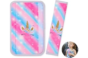 Unicorn Castle 2 Pezzi Copri Cintura di Sicurezza Auto Bambini, Copricintura Auto Protezione Cintura Sicurezza Bambini e Adulti Cuscino Spalla Cuscino Cintura,Red Blue
