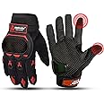 Autofy FANTOM Bike Riding Gloves TPR Knuckle Protection Touchscreen Compatible Palm Protection Padding Hand Gloves for Bike - Bike Gloves Men Bike Accessories Washable Fabric (Size: M, Red & Black)