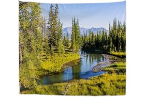 A.Monamour Arazzo da Parete Grande Mandala Foresta Verde Alberi Lago Blu Acqua Montagne Natura Paesaggio Immagine Stampa Telo Tessuto Tenda Tovaglia Copriletto Copridivano Arazzi Murale Decorazione