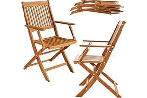 Deuba® Sydney Folding Garden Chairs Set of 2 | Pair of Chairs for Outdoor, Garden, Patio | FSC® Certified Acacia Wood | Weatherproof Wooden Deck Foldable Dining Chair Set