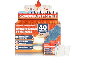 Bramble - Pack de Chauffe-Mains et d'orteils (40 Paires, 80 au Total) - Chauffe-Mains et Chauffe-Orteils adhésifs jetables de Poche - Activés par l'air et sans Odeur - Jusqu'à 10 Heures de Chaleur
