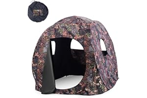 GYMAX Tienda de campaña de caza plegable con bolsa de transporte, resistente a la intemperie, con visión de 360°/270° y entrada, tienda de campaña para senderismo, caza y camping, camuflaje