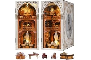 MiniCity Book Nook Kit, DIY Miniature Dollhouse Booknook Kit, Puzle de madera 3D Sujetalibros estantería para insertar decoración con luz LED para adolescentes y adultos (Biblioteca Pública)