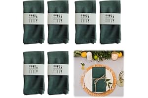 Tutamaz Stoffservietten Leinenservietten, 6er Set Hochwertige Abwaschbare Leinen Servietten Stoff 40x40cm Leinenservietten Wiederverwendbare für Hochzeit Geburtstag Abendessen Cafe Restaurant (Grün)