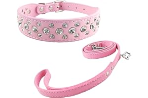 Newtensina Collier de Chien de Mode et Laisse Set Bling Collier de Chien Mignon Diamante avec des laisses