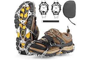 NUISION Crampons for Hiking Boots, Ice Cleats Traction for Shoes, 32 Stainless Steel Spikes Anti-Slip Winter Ice Grips Traction Snow Grippers for Walking, Hiking, Jogging, Climbing, Trekking, Ice Fishing