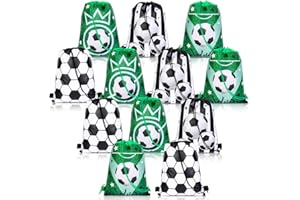 Qpout 12pcs Sacs de Fête de Football Sacs à Cordon de Fête de Football, Sac à dos à cordon de football pour enfants, Sacs à cordon de sport pour enfants, Sacs cadeaux de fête de football