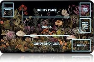 CAPAUNVDA for MTG Game Playmat, for Magic TCG Rubber Play mat,Tabletop Card Playmats with Smooth Surface,Trading Card Inked Game Mat with White Zones,Battle Game,Wildflower Mushroom