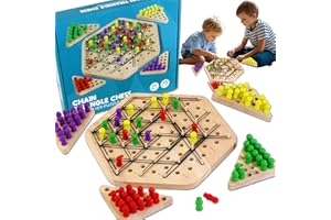 Holz Ketten Dreieck Schachspiel, Geometrisches Schachspiel 2 bis 4 Spieler, Wooden Chain Triangle Chess Game, Intellektuelles Schachbrett Kinder, Board Games, Brettspiele ab 3 4 5 6 8 10 Jahre