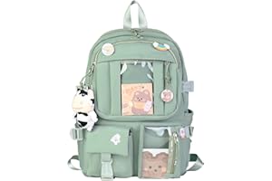 HORHEAR Sac à dos voyage léger et kawaii, idéal pour femme et homme - Sac à dos peluche mignon pour le collège（Vert