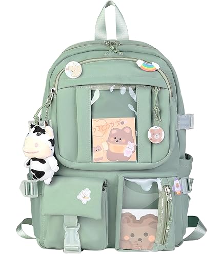 XXSM Kawaii Rucksack Mit Pin Set - Cute Schulrucksack Für Mädchen & Frauen