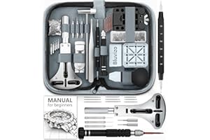 Bluvizo Professional Watch Repair Kit: 149pcs Watch Repair Tool Set for Link Removal Battery Replacement Band Strap Adjustment with Case Opener Link Remover Spring Bars Watch Pins