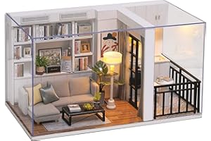 CUTEROOM Miniature avec des Meubles de Maison de poupée, Maison Miniature a Construire kit DIY Dollhouse en Bois Ainsi Que la poussière, DIY Miniature Doll House Kit