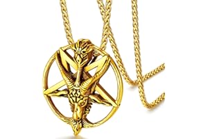 FaithHeart Męski wisiorek w stylu punkowym, szatan, głowa kozy, wisiorek w kształcie pentagramu, z symbolem runy, punk, gotyk, na Boże Narodzenie, Dzień Ojca, Walentynki