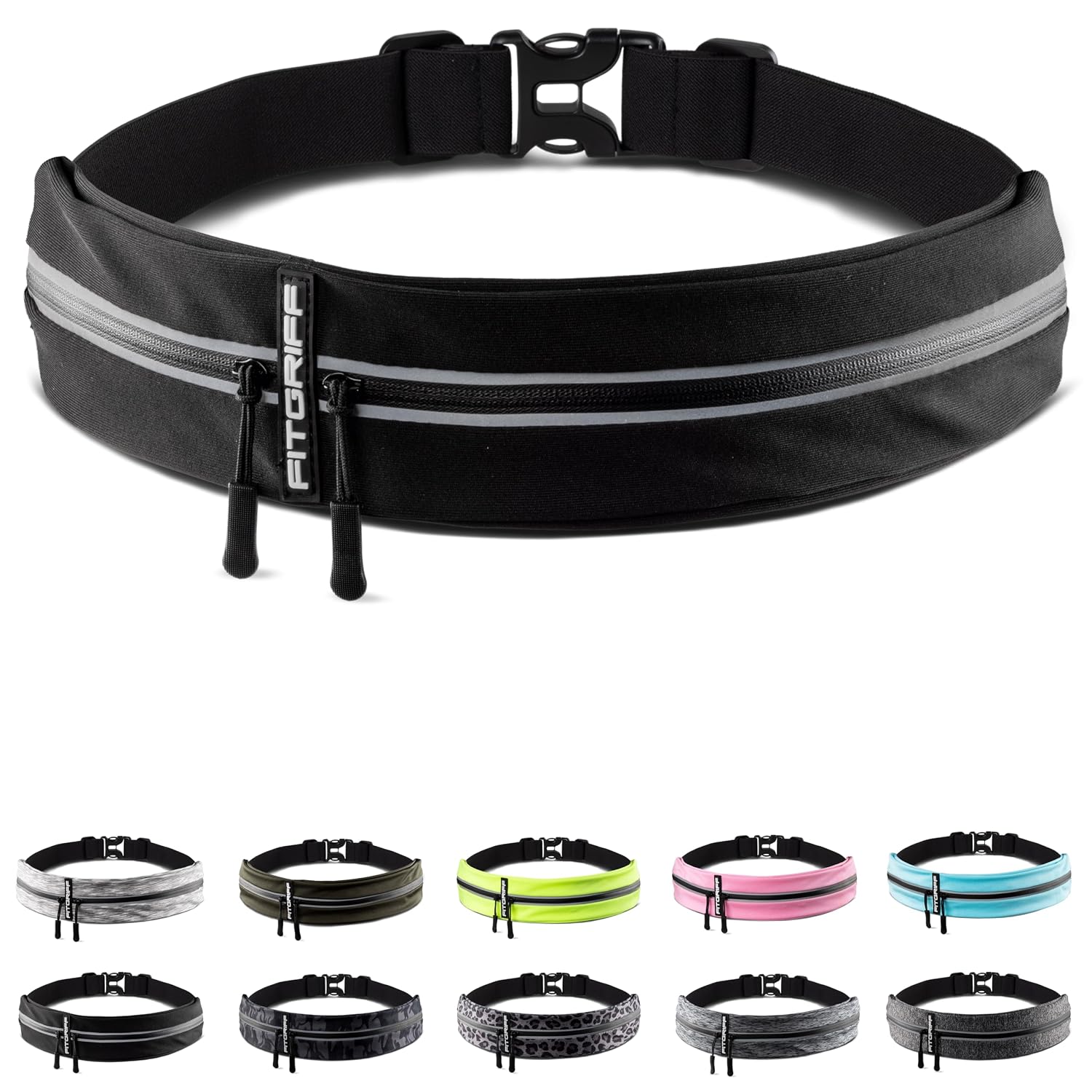 Fitgriff® Marsupio Running - Porta Cellulare Corsa (per Ogni Telefono) per Uomo e Donna - Cintura Jogging per Sportivo, Camminata